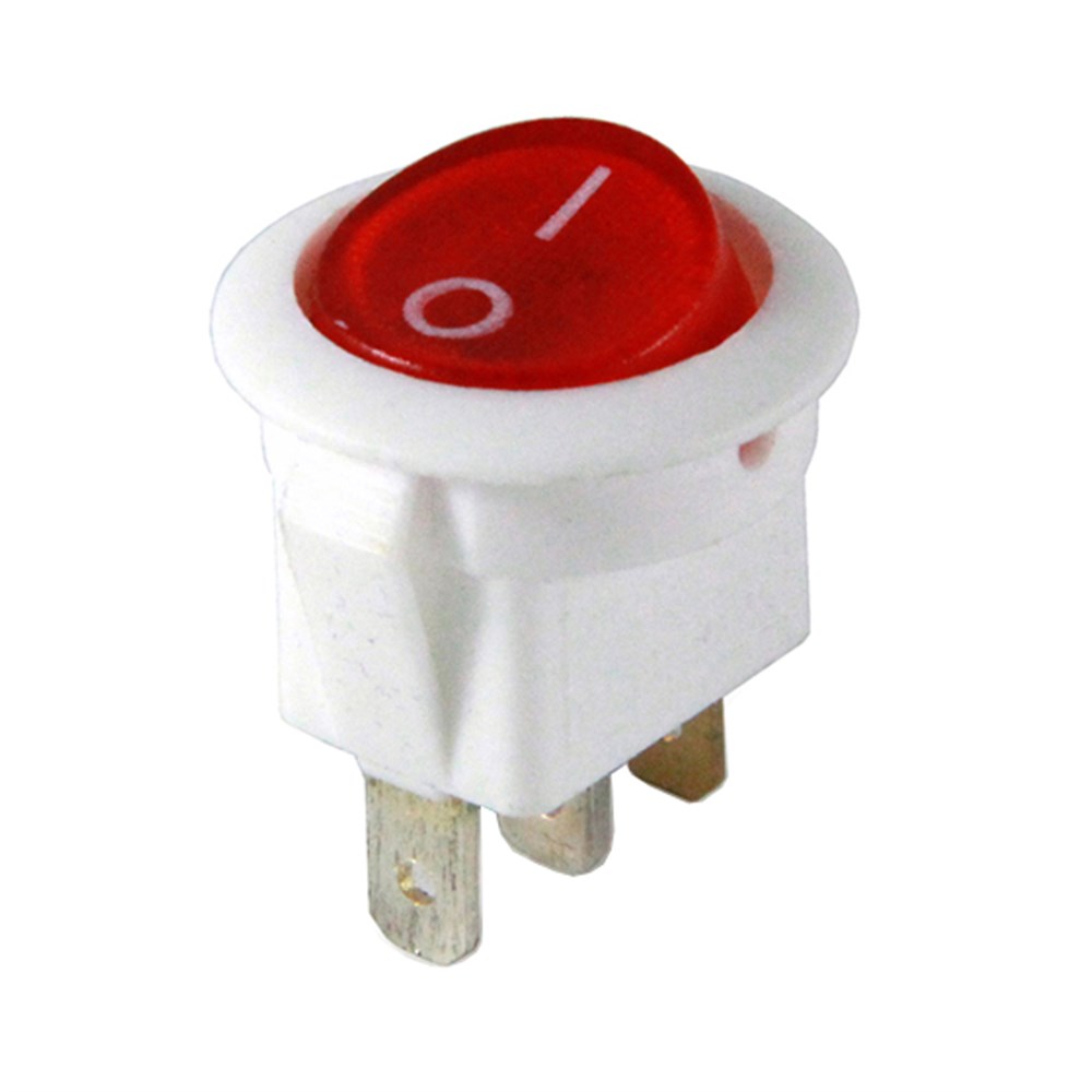  Yuvarlak Işıklı Anahtar ON-OFF 3P Beyaz Kasa